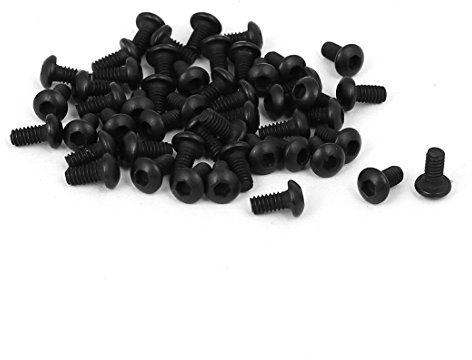 sourcing map 50 Stück M2x4mm Metall Grad 10.9 Knopfkopf Innensechskant | Bolzen Sechskantschrauben Verschluss