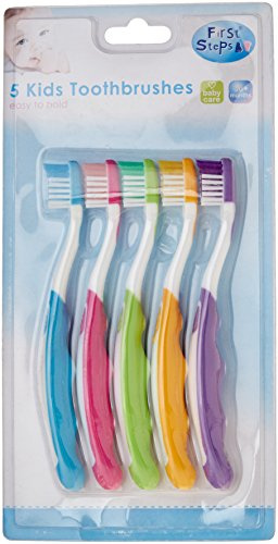 First Steps - Enfant brosse à dents facile à tenir pour 3 ans et plus (lot de 5)