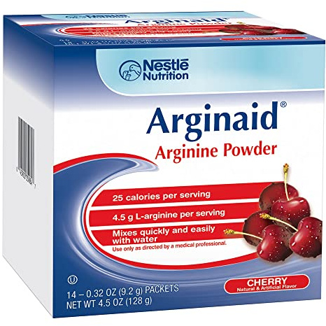 Arginaid Arginine Powder, Drink Mix Formula with 4.5g L-arginine Per Serving, Vitamin C & Vitamin E, Cherry Flavor, 0.32 Ounce, Pack of 56
