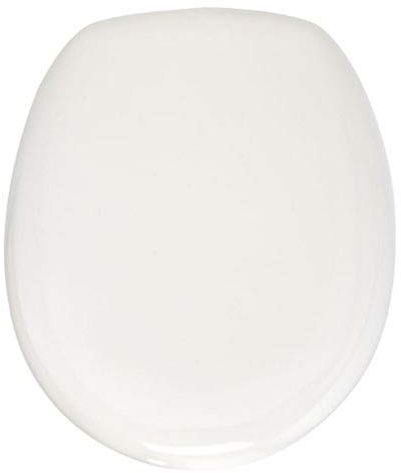 Wenko 216003100 WC-Sitz Malaga, Edelstahlbefestigung, antibakteriell, kratzfest, hochwertiges Material, Duroplast, weiß, 46 x 39 cm
