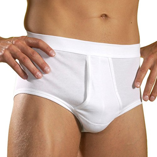 HERMKO 3240 Slip Homme avec Ouverture en 100% Coton Biologique Lavable à 90°C, Taille:4 (L), Couleur:Blanc
