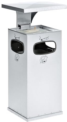 VAR | Abfallsammler mit Aschereinsatz | Volumen 38 l | BxHxT 395 x 910 x 395 mm | Edelstahl