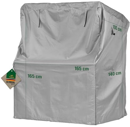 Mehr Garten Strandkorb Schutzhülle winterfest, 165x100x165/140 cm, grau, Oxford 600D Gewebe, Strandkorbhülle wasserdicht, UV-beständig und wetterfest, Abdeckung Strandkorb