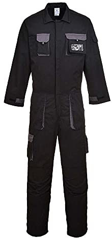 Portwest Buzo Bicolor Portwest Texo Contrast, Tamaño: M, Color: Negro, TX15BKRM