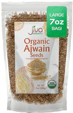 Jiva Organics Organic Ajwain Seeds 7 ounce Bag - Whole Carom Seed, Ajamo, 100% Natural & Non-GMO