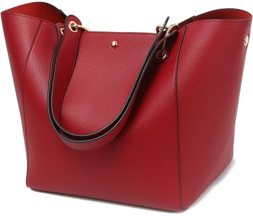 SQLP Taschen Handtaschen Damen Einfach Henkel Tasche Elegant wasserdichte Handtasche Kunstleder Schultertasche (Rot)