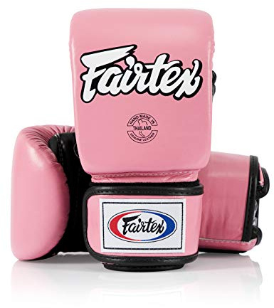 Fairtex TGO3 Muay Thai Boxing Gloves for Men, Women, Kids | Special Open Thumb Design | MMA Gloves| Premium Quality, Light Weight & Shock Absorbent Boxing Gloves (Pink/Black/Large)
