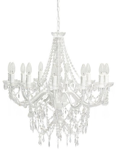 Grafelstein 20267309110 - Lampadario a 12 bracci con cristalli, A 70 cm, colore: Bianco