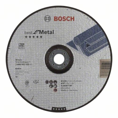 Bosch Professional 1x Schruppscheibe Gekröpft Best for Metal (Stahl, A 2430 T BF, Ø 230 mm, 7.0 mm, Zubehör Winkelschleifer)