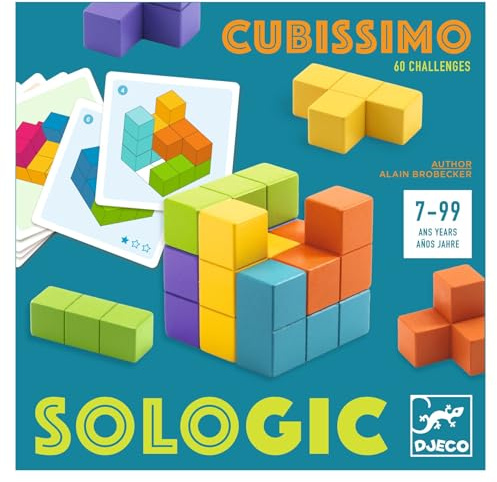 Djeco - Sologic Cubissimo - Casse-tête en Bois - Enfants et Adultes dès 7 Ans - Développe la Logique et la Mémoire - DJ08477 - Multicolore