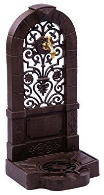 aubaho Fontaine Murale sur Pied - Aluminium - Style Antique - Motif Fleur de lys Marron