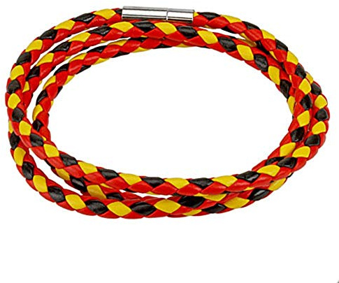 Paula & Fritz® Armband Leder Herren Frauen Rot Grün Gelb Schwarz Rastafari Reggae Geflochten Gewebt Lederband Lederarm-Band Männer Lederbänder Schmuck