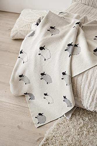 Kaiser 65213 Sheep - Babydecke Strick 100% Bio Baumwolle (KBA) atmungsaktive Babydecke Ganzjährig Neugeborene Kinderwagendecke Babyschalendecke Fb. Natural Combo