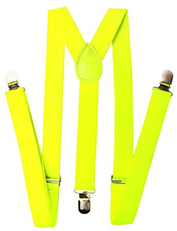 Mens / Womens One Size Suspenders Adjustable - (Various Neon Colors), Neon Yellow