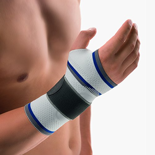 Bort 112920 large rechts silber ManuBasic Handgelenkbandage, rechts oder links tragbar in verschiedenen Farben, rechts large, silber