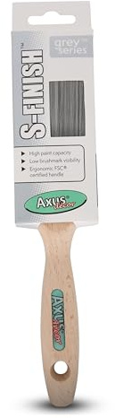 Axus Decor S-Finish Paint Brush (Grey Color) - 2/50mm - For All Paints, Synthetic Filaments, Birchwood Handles, Rust-Resistant Stainless Steel, Compatible with Brushmate vapour boxes