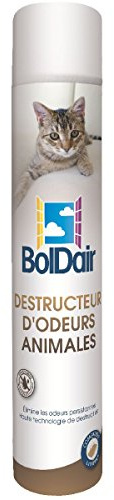 BOLDAIR - Destructeur d'odeurs animales - Absorbe et neutralise les odeurs - textiles et litières - parfum léger - Efficacité longue durée - Pulvérisation sèche - 500 ml - Fabrication française