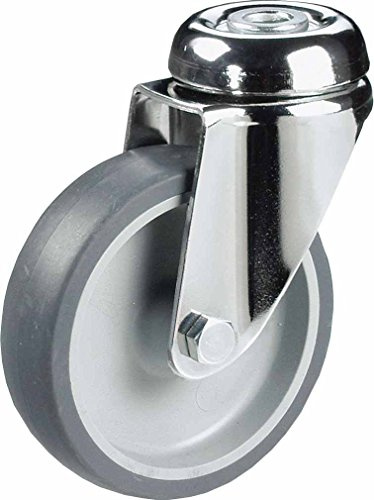 Edelstahl Apparaterollen ø 80mm Rückenlochbohrung, rostfrei, Gummirad, Gleitlagerung, Lenkrolle, Edelstahl, VA, VA2, Inox