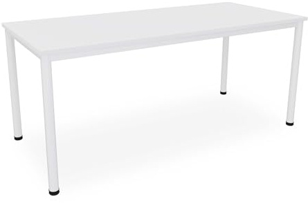 Dila GmbH Schreibtisch/Besprechungstisch in verschiedenen Größen und Farben weißes Metallgestell Konferenztisch Arbeitstisch (B: 180 cm x T: 80 cm, Weiß)