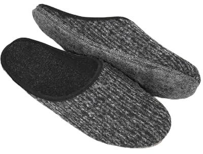 Pantoffelmann Pantoufles avec semelle en feutre I Pantoufles douillettes, différentes tailles, gris I unisexes chaudes & respirantes I Pantoufles hommes & femmes avec semelle en feutre