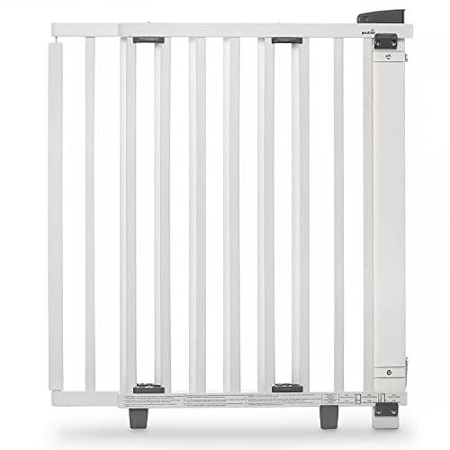 Geuther Türschutzgitter Oris | Treppenschutzgitter zum Anschrauben, Breite 58-93 cm | Stabiles Babygitter & Türgitter mit Schwenktür, Zertifiziert & sicherheitsgeprüft | Kindergitter Holz, Weiß