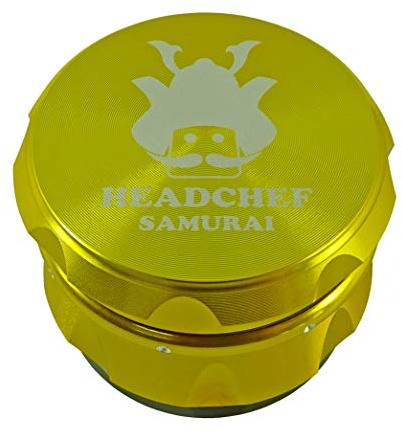 Headchef Samurai metall ört- och kryddkvarn med siktskrapa – 4-delad kvarn, 55 mm (guld)