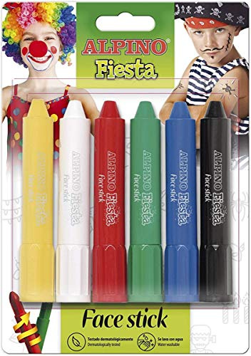 Alpino Maquillaje Face Stick | Pintura Cara para Niños y Adultos | Pintura Cara Lavable con Aplicador | Producto Cosmético | Maquillaje para Fiestas | 6 Barras de Maquillaje