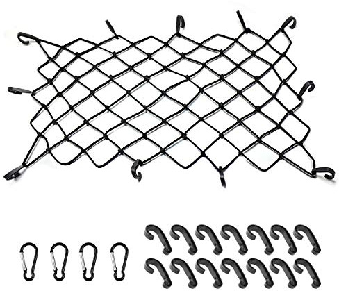EZYKOO Cargo Nets 47 x 36,6mm Premium Bungee Cord Net,3 x 3 Grid Mesh Cargo Net,Auto Roof Tie-Down Net with 14 Hooks