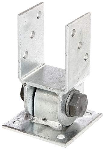 Alberts 208707 Anclaje para postes con parte superior móvil, Para atornillar, Galvanizado en caliente, Anchura de apertura 71 mm