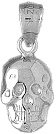 Pendentif tête de mort en or blanc 18 carats, fabriqué aux États-Unis, Or blanc, Pas de gemme
