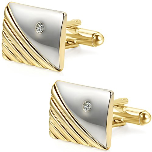 JewelryWe Herren Krawattennadel, 2.4cm Breit Messing Poliert Krawattenklammer Krawattennadeln Tie Clip, Gold Silber