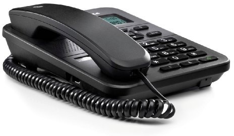 Motorola Voice - Telefono con filo CT202, 10 tasti di memoria, vivavoce, musica di attesa, ID chiamante, ricomposizione dell'ultimo numero - Nero