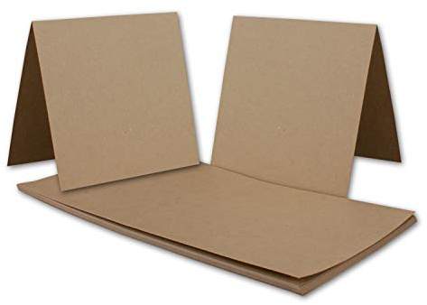 50x Vintage Kraftpapier Falt-Karten Quadratisch - 150 x 150 mm - sandbraun - Recycling - 350 g/m² blanko Bastel-Karten I UmWelt by GUSTAV NEUSER®