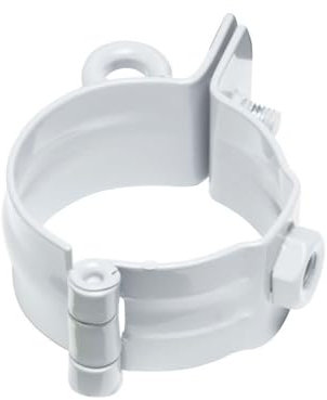 INEFA Rohrschelle mit Gewinde DN100 / 100mm, Weiß Fallrohrschelle verzinkt, Dachrinnenzubehör, einfache Montage, Made in Germany