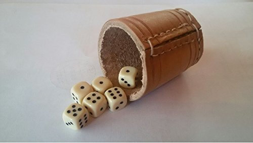 Mini Leder Würfelbecher 5 cm mit 6 Würfeln