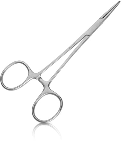 May Klemme gerade mit feiner Spitze und Sperre 13 cm Edelstahl | Rostfreies Zubehör mit Arretierungsfunktion für Hobby und Handwerk