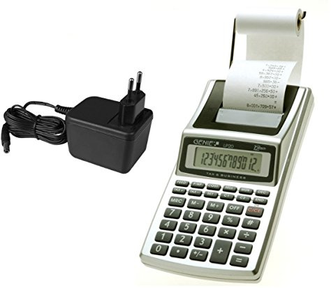 Genie LP 20 Druckender Tischrechner (Netzteil; Batterie; 12-stelliger Rechner; schwarz Druck (Tintenroller))