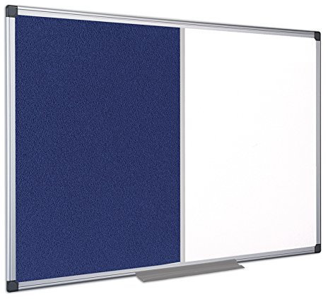 Bi-Office Maya Kombitafel, Blau Filz/Magnetisch, Aluminiumrahmen 150x100cm