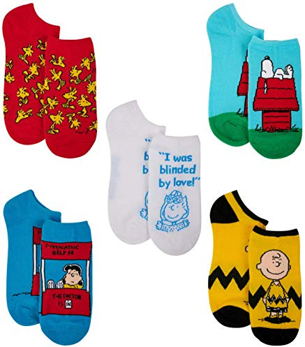 Peanuts kvinnors 5-pack inga show strumpor, Blandade färger, M