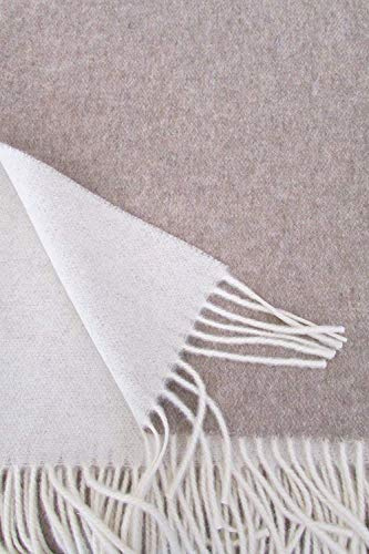 Alpenwolle Wollplaid, Kaschmirplaid Doppelseitig mit Kaschmir Anteil, 135x185cm beige/Creme in dem Geschenk Karton