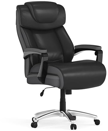 Flash Furniture Hercules Series High-Back Swivel LeatherSoft Office Chair, Ergonomic Executive Chair with Headrest and Adjustable Height, Black