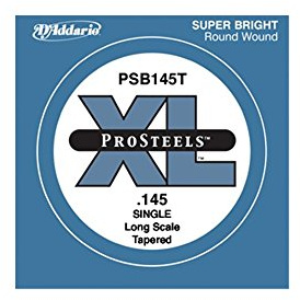 D'Addario PSB145T ProSteels Einzelsaite für Bassgitarre, Long Scale, .145, verjüngt
