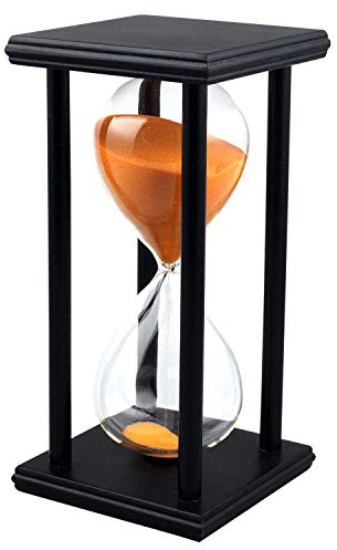 Sandglass 60 Minutes Timer Hourglass for Ornament Decoration Restaurant Living Room Home Closet Office Desk Bedroom Party Festival Christmas Wooden Frame Sand Timer Clock Orange