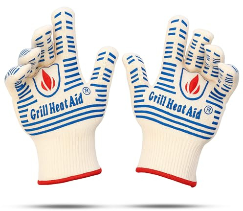 Revolutionäre, sehr hitzebeständige und nach EN407 zertifizierte Handschuhe, halten bis zu 500 Grad Celsius stand, dick, leicht und flexibel, 2 Stück, zur Verwendung in öfen, Pizzaöfen, mit Pfannen, mit Kaminen und im Freien