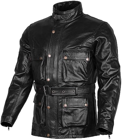 Bikers Gear Australia Klassischer Vintage-Stil, gewachst, Trail-Blazer, Leder, Retro-Motorradjacke mit CE1621-1, 5-teiliger abnehmbarer Rüstung