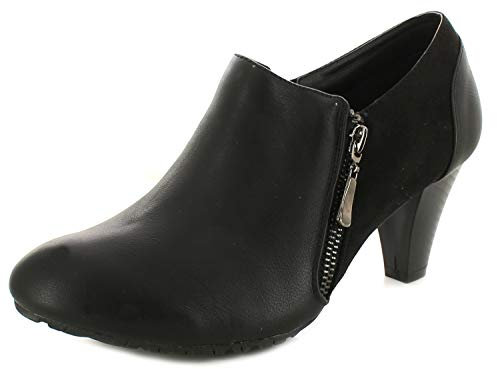 Comfort Plus Claire Womens Ankle Boots - Black Ankle Footwear for Ladies with Zip Fastening. Faux Suede & PU Autumn & Winter Boots for Women Black 7 UK