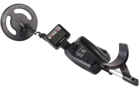 Velleman Metalldetektor mit wasserdichter 20-cm-Suchspule, LCD-Display, Suchtiefe bis 15 cm, verstellbarem Gestänge, Münz- und Schmuckfinder, Kopfhöreranschluss