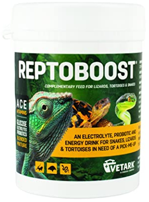 Vetark Reptoboost Power, Electrolyte & Probiotic boost for reptiles & tortoise, Supports recovery following hibernation, Easy to give, 100g powder