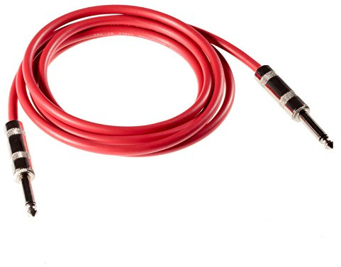 POPPSTAR Cavo per strumenti da 2 m (cavo jack mono con spina da 6,3 mm), cavo per chitarra, rosso