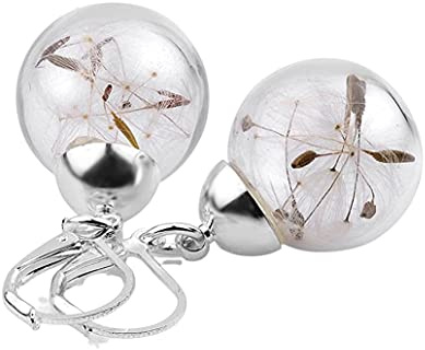 MadamLili - Echte Pusteblumen Samen Ohrringe - Handgefertigt - Silber Versilbert - Löwenzahn Symbolschmuck - Exklusive Schmuckbox